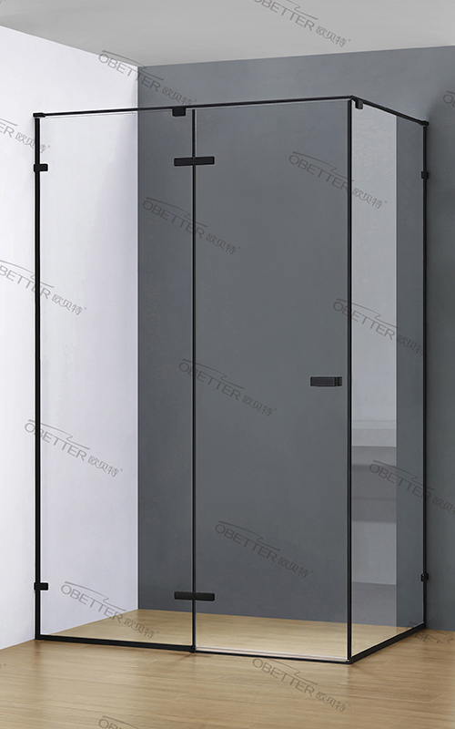 How does the glass quadrant shower enclosure improve the overall aesthetic of a bathroom?